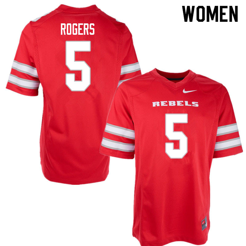 Women #5 Justin Rogers UNLV Rebels College Football Jerseys Sale-Red - Click Image to Close